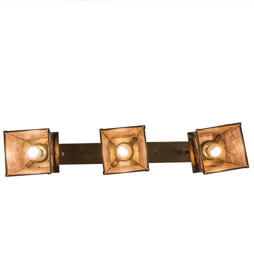 Meyda Lighting Whispering Pines 36" 3-Light Antique Copper Island Pendant Light With Silver Mica Shade Glass