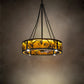 Meyda Lighting Whispering Pines 36" 4-Light LED Oil Rubbed Bronze Chandelier With Amber Mica Shade Glass and Fan