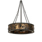 Meyda Lighting Whispering Pines 36" 4-Light LED Oil Rubbed Bronze Chandelier With Amber Mica Shade Glass and Fan