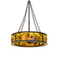 Meyda Lighting Whispering Pines 36" 4-Light LED Oil Rubbed Bronze Chandelier With Amber Mica Shade Glass and Fan