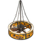 Meyda Lighting Whispering Pines 36" 4-Light LED Oil Rubbed Bronze Chandelier With Amber Mica Shade Glass and Fan