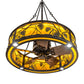 Meyda Lighting Whispering Pines 36" 4-Light LED Oil Rubbed Bronze Chandelier With Amber Mica Shade Glass and Fan