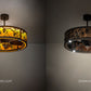 Meyda Lighting Whispering Pines 36" LED Oil Rubbed Bronze Chandelier With Amber Mica Shade Glass and Fan