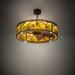 Meyda Lighting Whispering Pines 36" LED Oil Rubbed Bronze Chandelier With Amber Mica Shade Glass and Fan