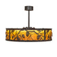 Meyda Lighting Whispering Pines 36" LED Oil Rubbed Bronze Chandelier With Amber Mica Shade Glass and Fan