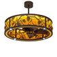 Meyda Lighting Whispering Pines 36" LED Oil Rubbed Bronze Chandelier With Amber Mica Shade Glass and Fan