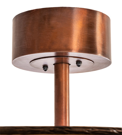 Meyda Lighting Whispering Pines 36" LED Vintage Copper Chandelier With Silver Mica Shade Glass and Fan
