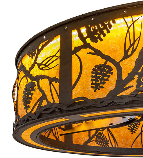 Meyda Lighting Whispering Pines 36" Oil Rubbed Bronze Chandelier With Amber Mica Shade Glass and Fan