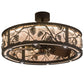 Meyda Lighting Whispering Pines 37" 8-Light LED Oil Rubbed Bronze Chandelier With Silver Mica Shade Glass and Fan