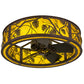 Meyda Lighting Whispering Pines 37" LED Mahogany Bronze Chandelier With Amber Mica Shade Glass and Fan
