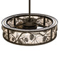 Meyda Lighting Whispering Pines 37" Oil Rubbed Bronze Chandelier With Silver Mica Shade Glass and Fan