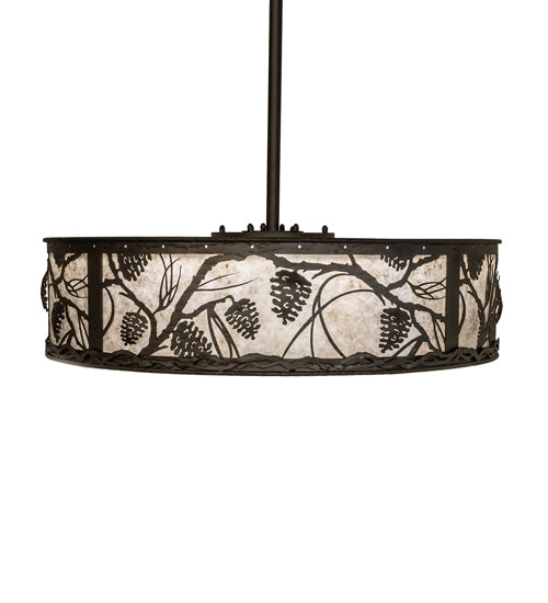 Meyda Lighting Whispering Pines 37" Oil Rubbed Bronze Chandelier With Silver Mica Shade Glass and Fan