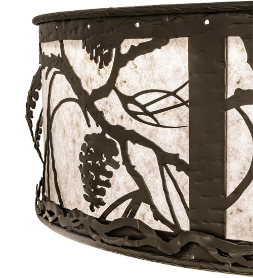 Meyda Lighting Whispering Pines 37" Oil Rubbed Bronze Chandelier With Silver Mica Shade Glass and Fan