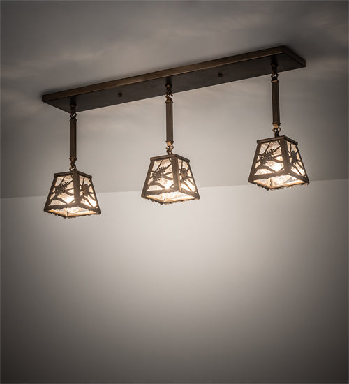 Meyda Lighting Whispering Pines 38" 3-Light Antique Copper Pendant Light With Clear Seeded Shade Glass