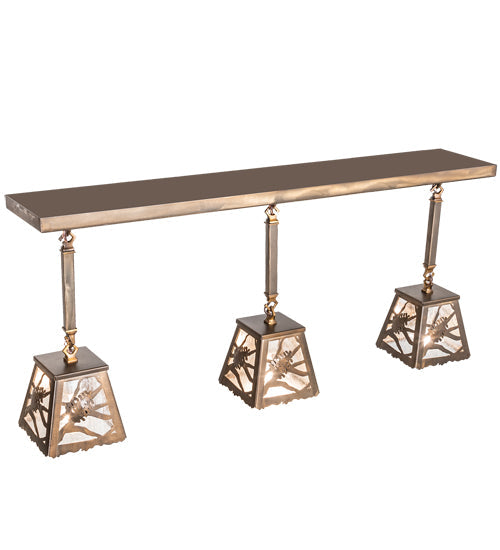 Meyda Lighting Whispering Pines 38" 3-Light Antique Copper Pendant Light With Clear Seeded Shade Glass