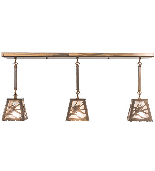 Meyda Lighting Whispering Pines 38" 3-Light Antique Copper Pendant Light With Clear Seeded Shade Glass