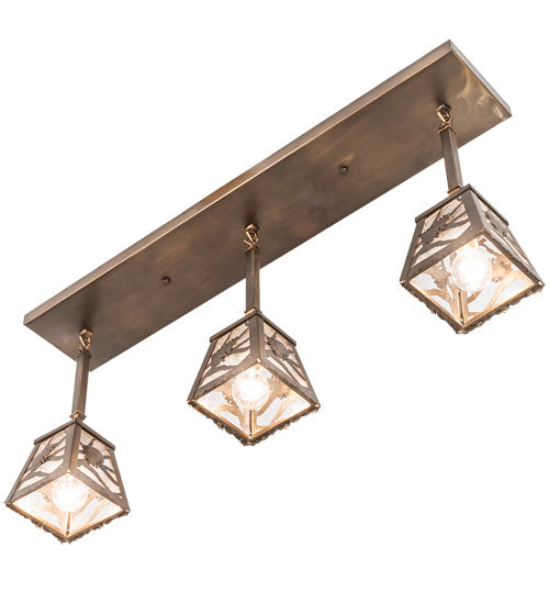 Meyda Lighting Whispering Pines 38" 3-Light Antique Copper Pendant Light With Clear Seeded Shade Glass