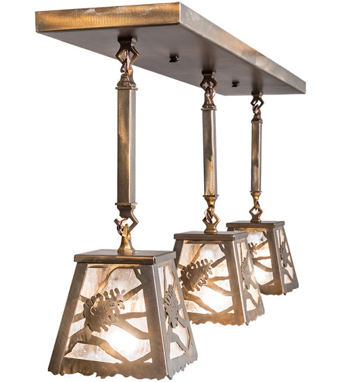 Meyda Lighting Whispering Pines 38" 3-Light Antique Copper Pendant Light With Clear Seeded Shade Glass