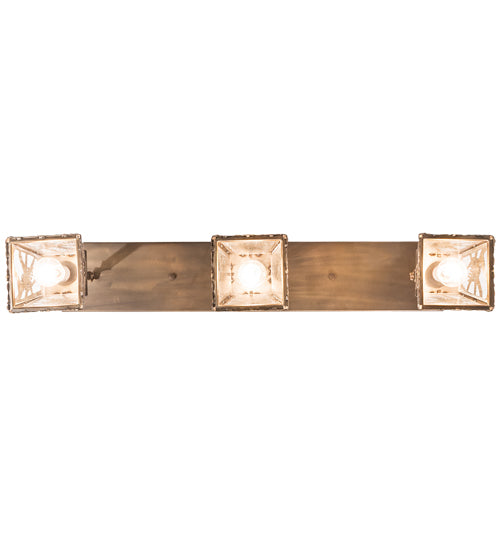 Meyda Lighting Whispering Pines 38" 3-Light Antique Copper Pendant Light With Clear Seeded Shade Glass