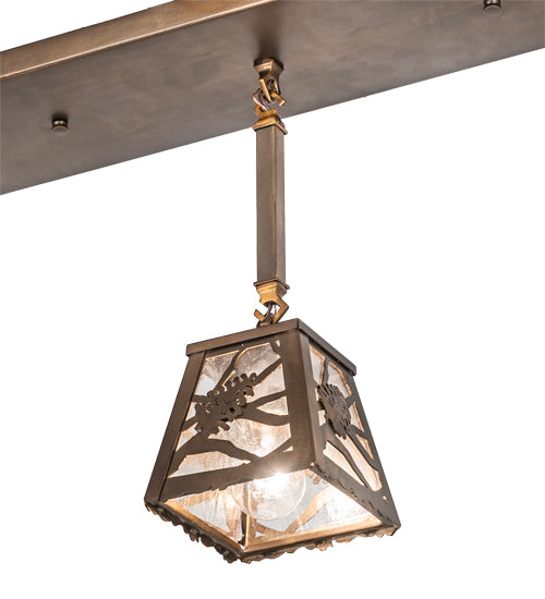 Meyda Lighting Whispering Pines 38" 3-Light Antique Copper Pendant Light With Clear Seeded Shade Glass