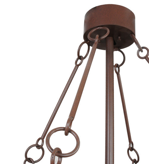 Meyda Lighting Whispering Pines 44" 11-Light Cafe Noir Chandelier With Amber Mica Shade Glass and Fan