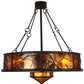Meyda Lighting Whispering Pines 44" 11-Light Cafe Noir Chandelier With Amber Mica Shade Glass and Fan