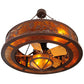 Meyda Lighting Whispering Pines 44" 11-Light Cafe Noir Chandelier With Amber Mica Shade Glass and Fan
