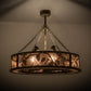Meyda Lighting Whispering Pines 44" 12-Light Burnished Antique Copper Chandelier With Silver Mica Shade Glass, Uplights and Fan