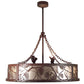 Meyda Lighting Whispering Pines 44" 12-Light Rust Wrought Iron Chandelier With Silver Mica Shade Glass and 29" Wood Fan