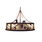 Meyda Lighting Whispering Pines 44" 12-Light Rust Wrought Iron Chandelier With Silver Mica Shade Glass and 29" Wood Fan
