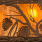 Meyda Lighting Whispering Pines 44" 12-Light Rust and Wrought Iron Chandelier With Amber Mica Shade Glass and Fan