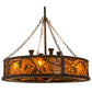 Meyda Lighting Whispering Pines 44" 12-Light Rust and Wrought Iron Chandelier With Amber Mica Shade Glass and Fan