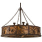 Meyda Lighting Whispering Pines 44" 12-Light Rust and Wrought Iron Chandelier With Amber Mica Shade Glass and Fan