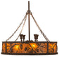 Meyda Lighting Whispering Pines 44" 12-Light Rust and Wrought Iron Chandelier With Amber Mica Shade Glass and Fan