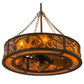 Meyda Lighting Whispering Pines 44" 12-Light Rust and Wrought Iron Chandelier With Amber Mica Shade Glass and Fan