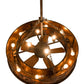 Meyda Lighting Whispering Pines 44" 12-Light Rust and Wrought Iron Chandelier With Amber Mica Shade Glass and Fan