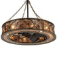 Meyda Lighting Whispering Pines 44" 16-Light Burnished Antique Copper Custom Logo Chandelier With Silver Mica Shade Glass and Fan