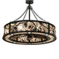 Meyda Lighting Whispering Pines 44" 24-Light Wrought Iron Chandelier With Silver Mica Shade Glass and Fan