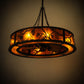 Meyda Lighting Whispering Pines 44" 8-Light Cafe Noir Chandelier With Amber Mica Shade Glass and Fan