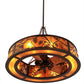 Meyda Lighting Whispering Pines 44" 8-Light Cafe Noir Chandelier With Amber Mica Shade Glass and Fan