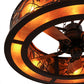 Meyda Lighting Whispering Pines 44" 8-Light Cafe Noir Chandelier With Amber Mica Shade Glass and Fan
