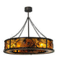 Meyda Lighting Whispering Pines 44" 8-Light Mahogany Bronze Chandelier With Amber Mica Shade Glass and 29" Wood Fan