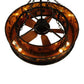 Meyda Lighting Whispering Pines 44" 8-Light Mahogany Bronze Chandelier With Amber Mica Shade Glass and 29" Wood Fan