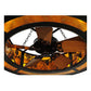 Meyda Lighting Whispering Pines 44" 8-Light Mahogany Bronze Chandelier With Amber Mica Shade Glass and 29" Wood Fan