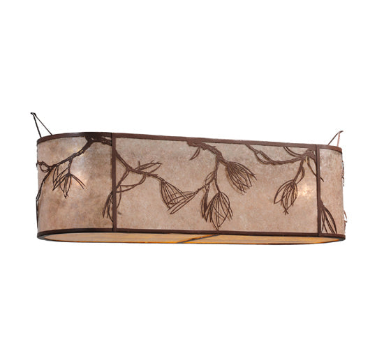 Meyda Lighting Whispering Pines 44" Cafe Noir Oblong Inverted Silver Mica Shade Glass