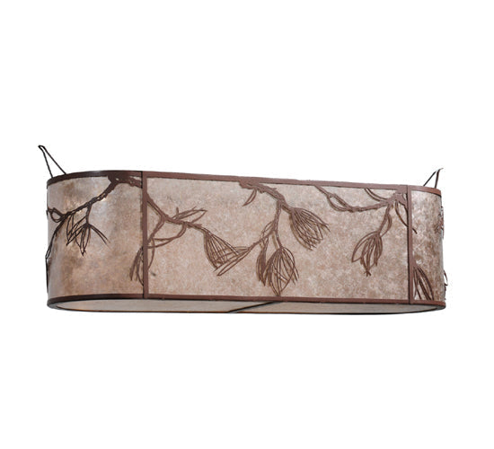 Meyda Lighting Whispering Pines 44" Cafe Noir Oblong Inverted Silver Mica Shade Glass