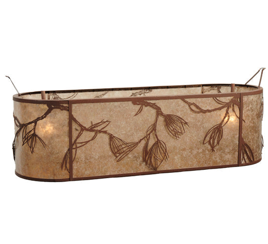 Meyda Lighting Whispering Pines 44" Cafe Noir Oblong Inverted Silver Mica Shade Glass