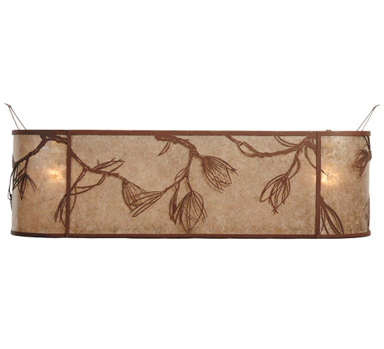 Meyda Lighting Whispering Pines 44" Cafe Noir Oblong Inverted Silver Mica Shade Glass