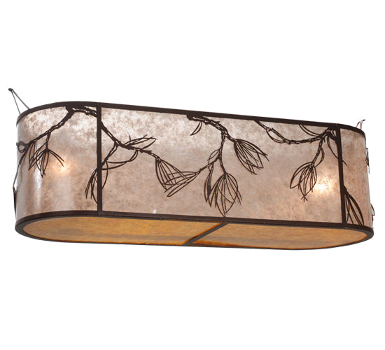 Meyda Lighting Whispering Pines 44" Cafe Noir Oblong Inverted Silver Mica Shade Glass