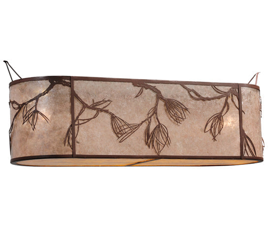 Meyda Lighting Whispering Pines 44" Cafe Noir Oblong Inverted Silver Mica Shade Glass